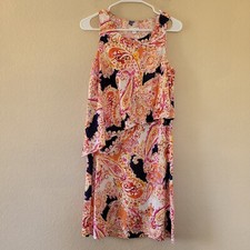 J.JILL  Asymmetric Tiered Sleeveless Paisley Tank Dress Sz Xs Lightweight Travel