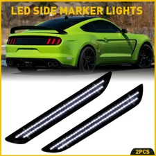 2PCS Smoked White LED Rear Bumper Side Marker Lights For 2015-2022 Ford Mustang