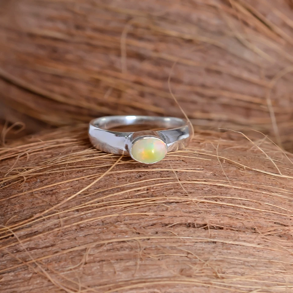 Ethioplan Fire Opal Gemstone 925 Sterling Silver Man & Women Jewelry Simple Ring - Image 3 of 4