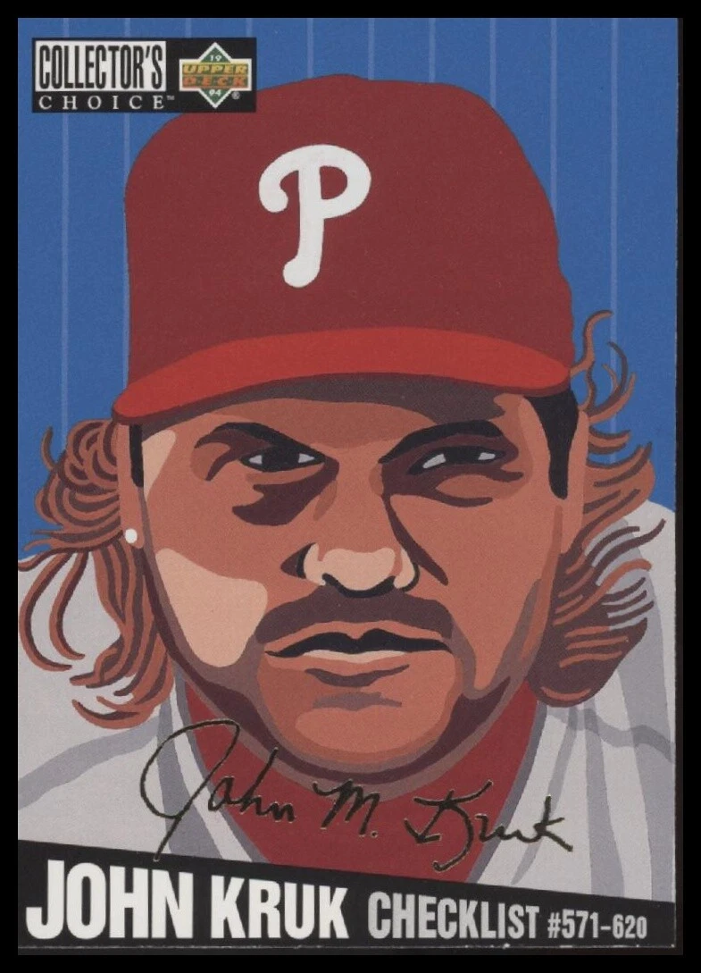 John Kruk Checklist #326 1994 Collector's Choice Silver Signature Near Mint