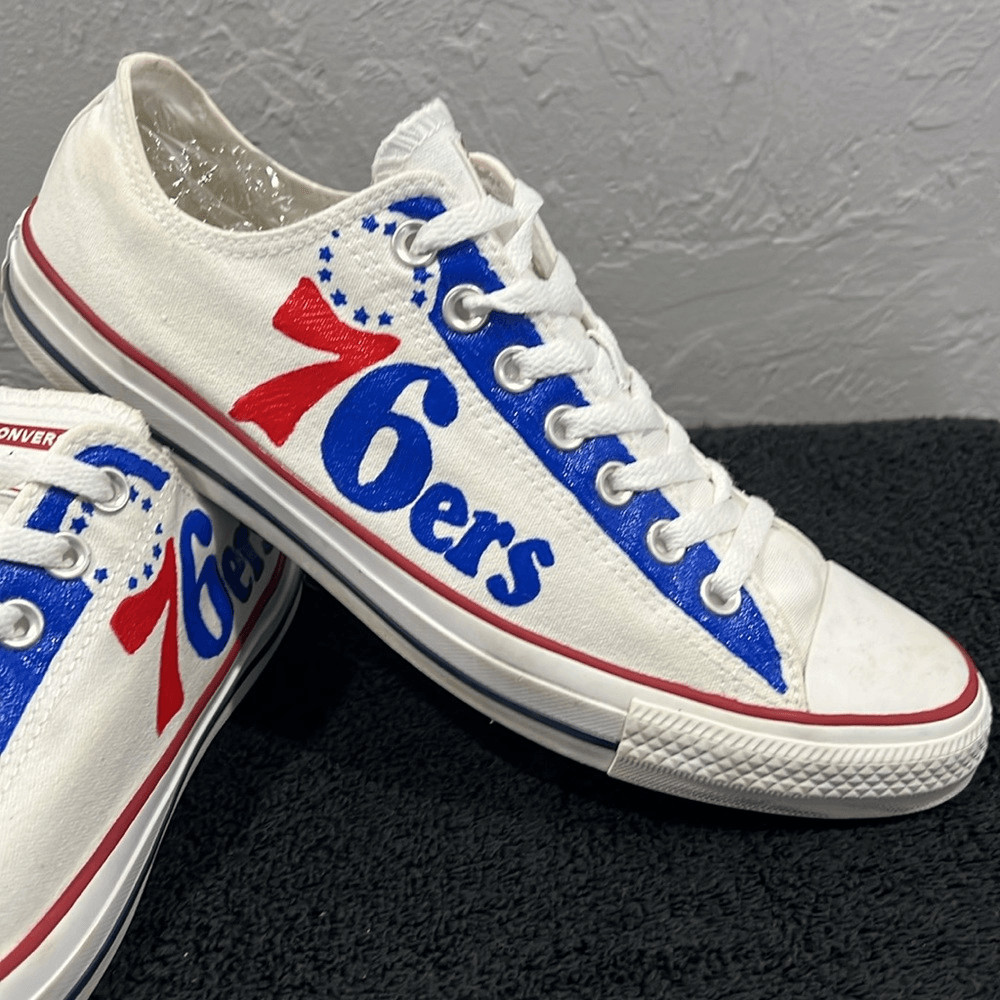 Custom CONVERSE Chuck Taylor x Philadelphia 76ers Sneakers -RARE- Sz 10 - EUC thumbnail 2