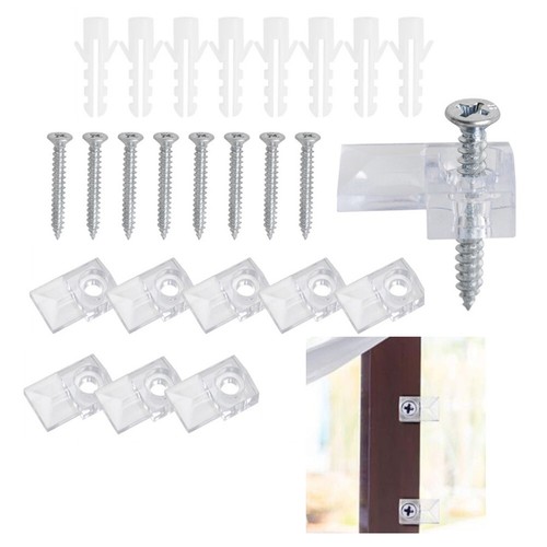Plastic Mirror Clips Glass Retainer Hanger Set Door