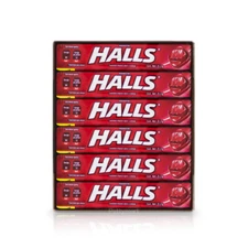 HALLS CHERRY FLAVOR COUGH DROPS- 12 PACK- COUGH RELIEVER