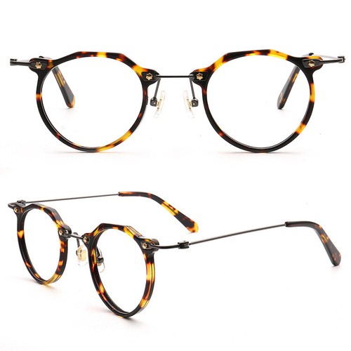 Classic Vintage Round Tortoise Eyeglasses Frames Men Women Full Rim Spectacles - Picture 11 of 14