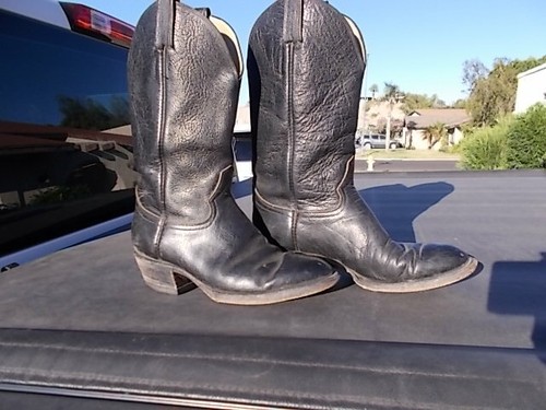 Vintage Distressed HONDO Black Round Toe Western Cowboy Boots Men's Sz 8 D - Picture 3 of 10