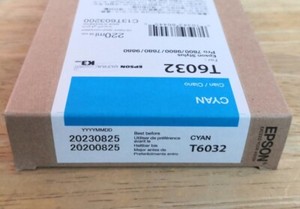 08-2023 NIB  GENUINE EPSON T6032 220ML CYAN INK STYLUS PRO 7800 7880 9800 9880
