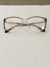Vtg New Beige Marble Brigitte St. Moritz Plastic  Gold Frame Glasses 58-20-140