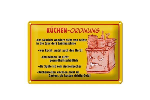 Blechschild Hinweis 30X20 Cm KüChen Ordnung Geschirr SpüLe Deko Schild Tin Sign-image