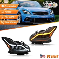 LED Headlamps For 2008-2015 Infiniti G37 Q60 Front LED Headlight Assembly Pair