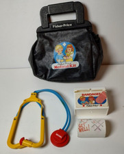 FISHER PRICE MEDICAL KIT DOCTOR PLAY LEARNING SET VINTAGE 1987 Black Bag
