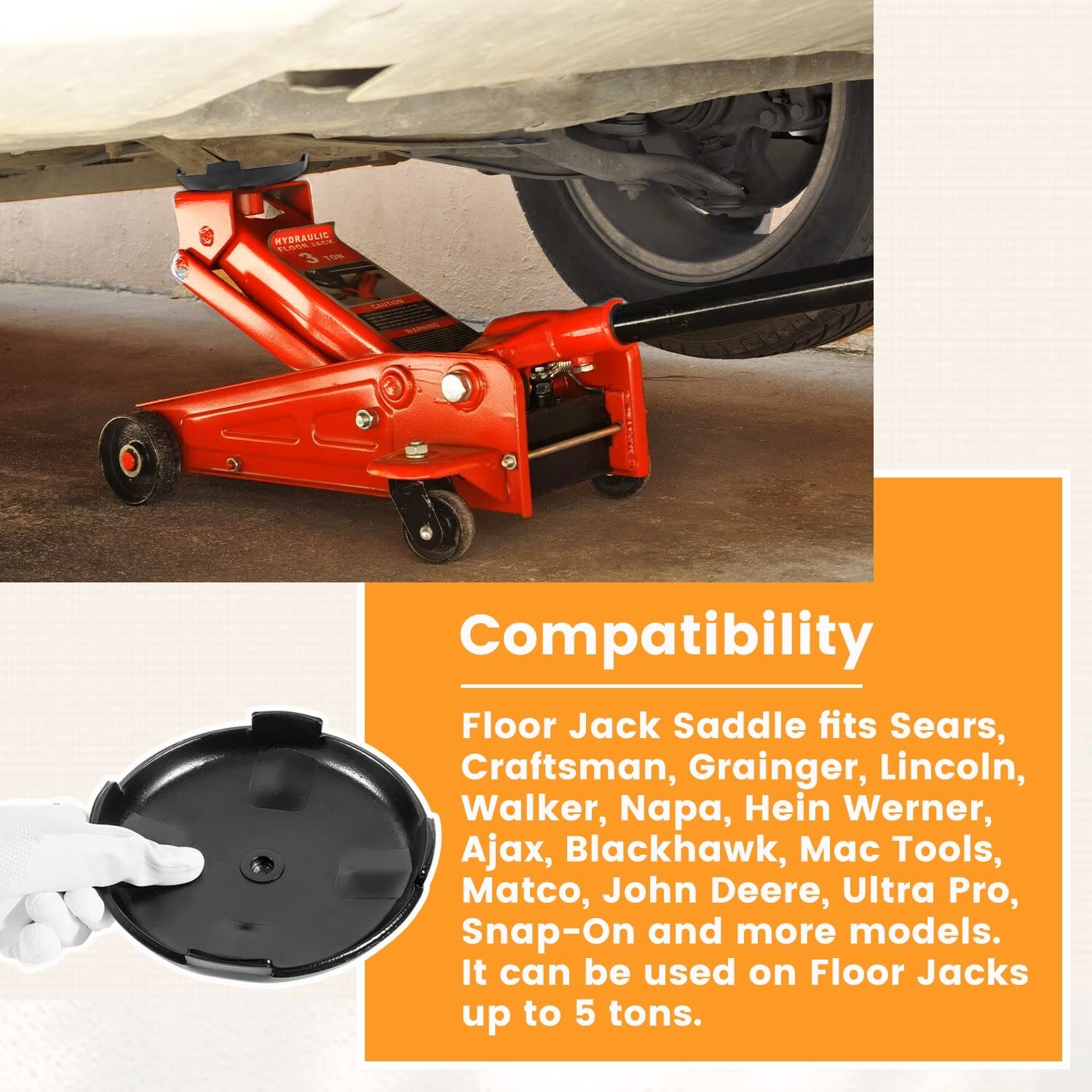 Floor Jack Saddle 6.75 Inch Diameter, 13/16 Inch Diameter Stem Fits