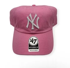 ’47 Brand New York Yankees Clean Up Hat Rose Pink White Adjustable Strap Cap
