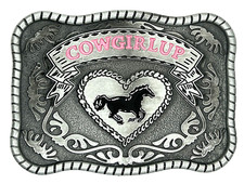 Cowgirl Up Western Rodeo Enameled Belt Buckle New