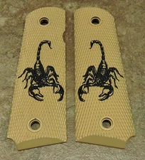 1911 Grips - BIG SCORPION - GOLD/BLACK - .45, AMBI, FULL SIZE, CUSTOM LASERED