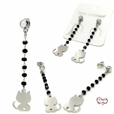 555Jewelry Orecchini Pendenti A Sfera In Acciaio Inox – Donne, Finitura Sabbia, Ipoallergenici - 2