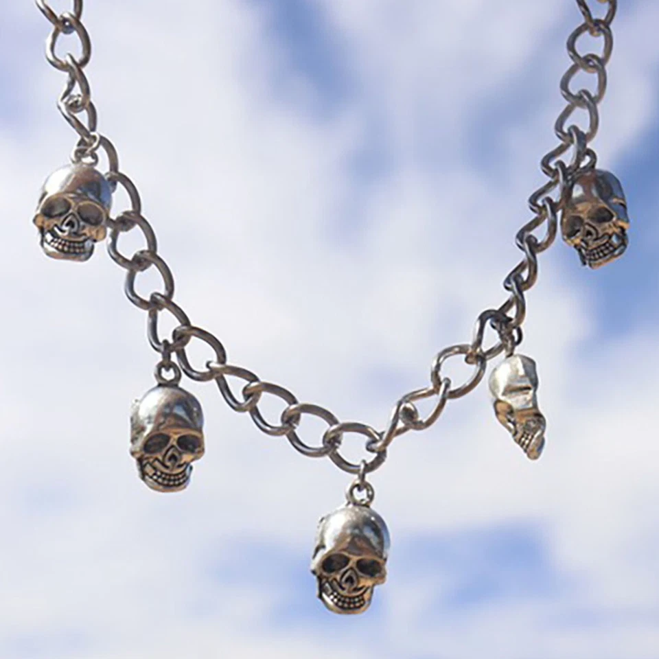 Vintage Skull Metal Pendant Necklace Women Men Hip Hop Punk Harajuku Choker - Image 2 of 2