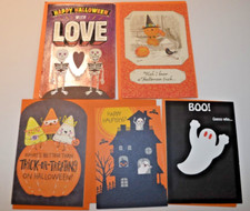 Halloween Greeting Cards Lot of 5 Mixed Brands and Designs w/Envelopes