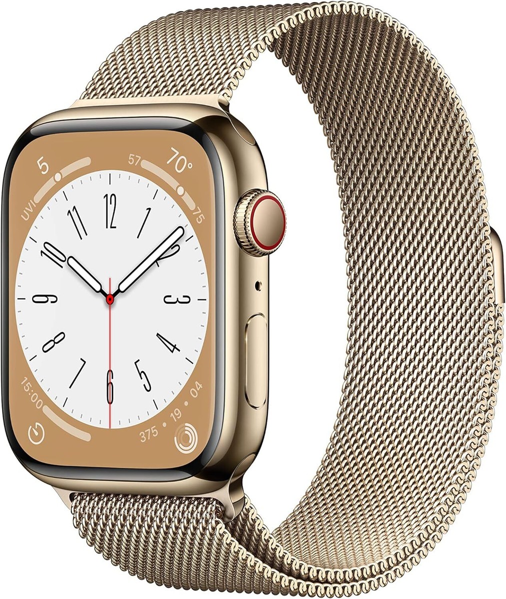 Apple Watch Series 8 GPS Cel 45MM Stainless Steel Gold Milanese