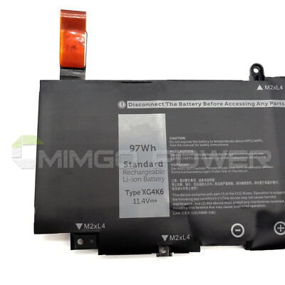 New XG4K6 F8CPG 01RR3 97Wh Battery for Dell XPS 17 9700 9710