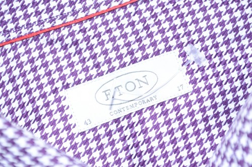 Eton Mens Contemporary Long Sleeve Purple/White Shirt Size 43 / 17 - Picture 5 of 5