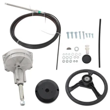 10-17FT Marine Cable Boat Rotary Steering System Outboard Kit With 12.4" Wheel