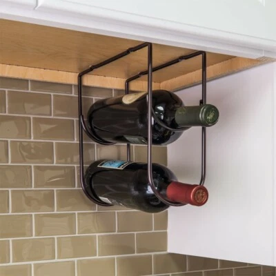 HARDWARE RESOURCES Oil Rubbed Bronze Kitchen Under Cabinet Wine Vinegar Oil Bottle Holder Bar Rack