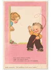 1944 Mariapia cartolina d'epoca bambini innamorati invito