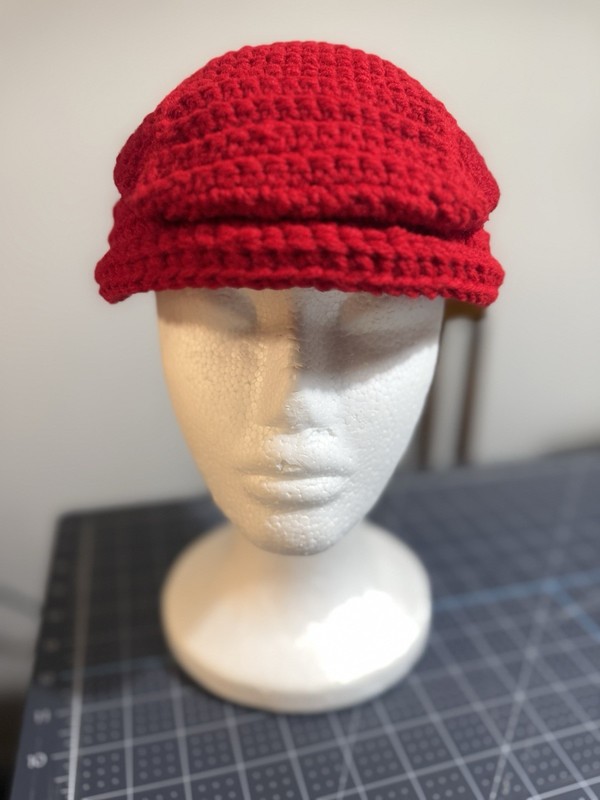 Handmade Red Crocheted Newsboy Cap Hat, Crocheted Newsboy/Cap Style