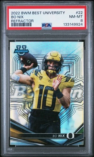 2022 Bowman'S Best University #22 Bo Nix Refractor PSA 8