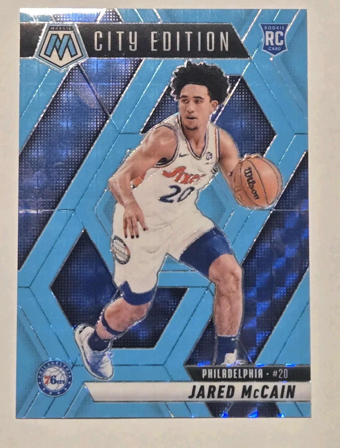 2024-25 Panini Mosaic - City Edition Jared McCain #277 Fluorescent Blue /75