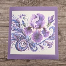 5x5 Inches Iris Flower Blank Inside Greeting Card Friend HM