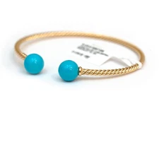DAVID YURMAN New Solari Cablespira Cuff Bracelet Turquoise 18K Gold Small/Medium