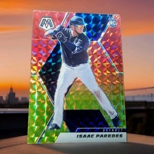 2021 Panini Mosaic Choice Fusion Red & Yellow Prizm /64 Isaac Paredes Rookie RC