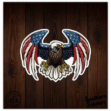 USA American Flag Eagle - Vinyl Decal Sticker - Car Window Laptop - ebn9899