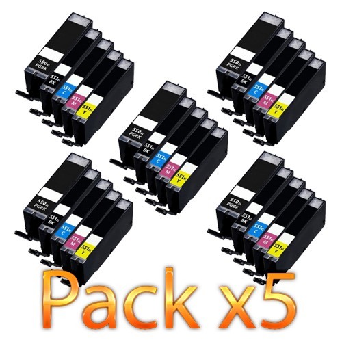 Cartouches PGI-550XL CLI-551XL jet d'encre compatible Canon lot de 25