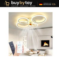Deckenleuchte Ventilator Weiß Led 60W 6000Lm Dimmbar App Fernbedienung 6-Gang