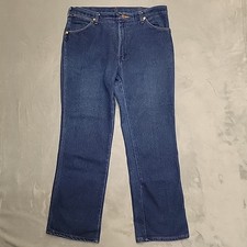 VTG Wrangler Jeans Men 36x30 Blue 0947STR Regular Fit Western Cowboy Made In USA