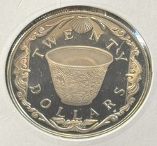 1985 British Virgin Islands $20 Silver Proof Coin .5677 oz Porcelain Cup