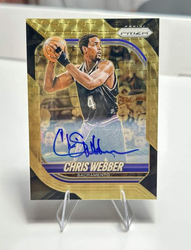 2025-26 Panini Prizm Chris Webber Gold Vinyl Auto 1/5 Sacramento Kings