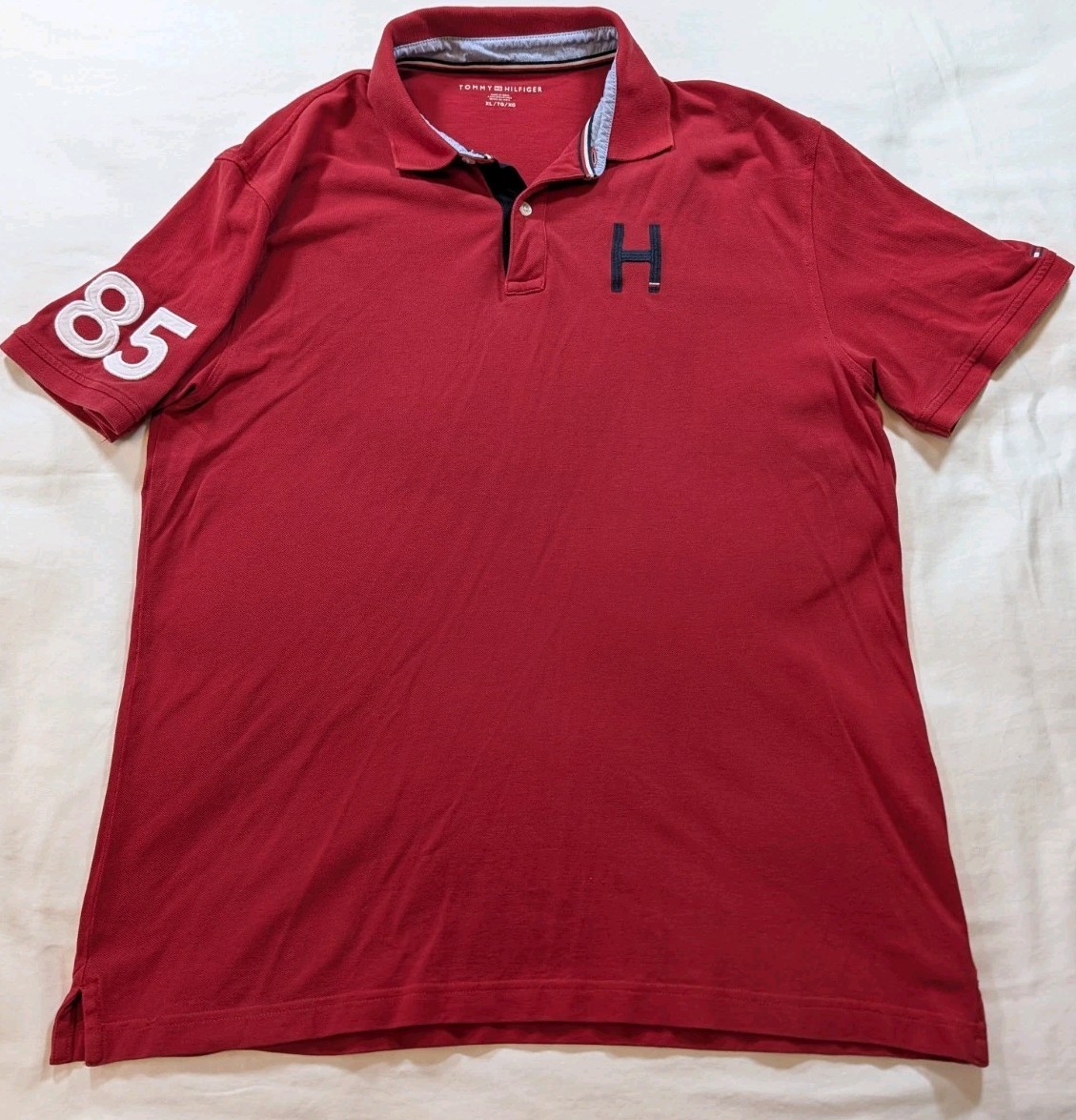 Tommy Hilfiger Vintage Heritage Polo Shirt Red XL Big H Logo 85 Patch Preppy
