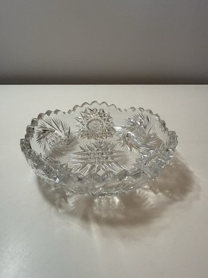 Antique American Brilliant Period (ABP) High Clarity Crystal Glass Bowl 6  D EUC