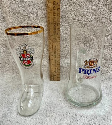 BECK S BEER BOOT SHAPED GLASS AND PRINZ PILSNER MUG Germany