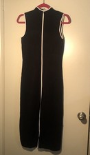 ELIE TAHARI Women Medium Black White Sleeveless Mock Neck Fitted Dress
