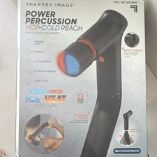 Sharper Image Power Percussion Hot Cold Massage Gun, 5 Heads, Black
