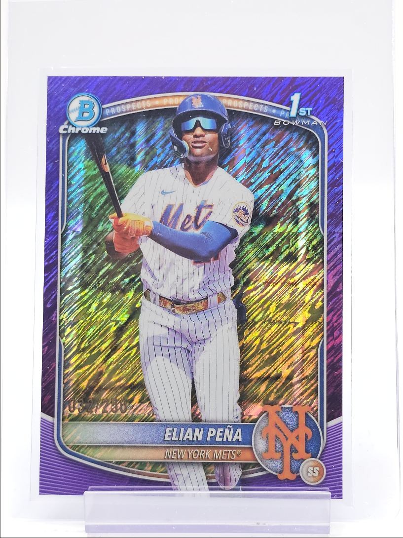 ELIAN PENA 2025 BOWMAN CHROME 1ST PURPLE SHIMMER METS /250 Q2754