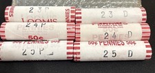 6 BU Lincoln cent penny Rolls 2023 to 2025 both P D 