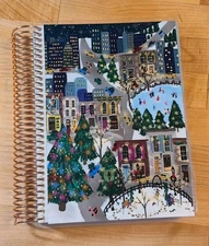 Winter Village Scene Cover Set 4 use with Erin Condren A5 Coil Spiral Planner~