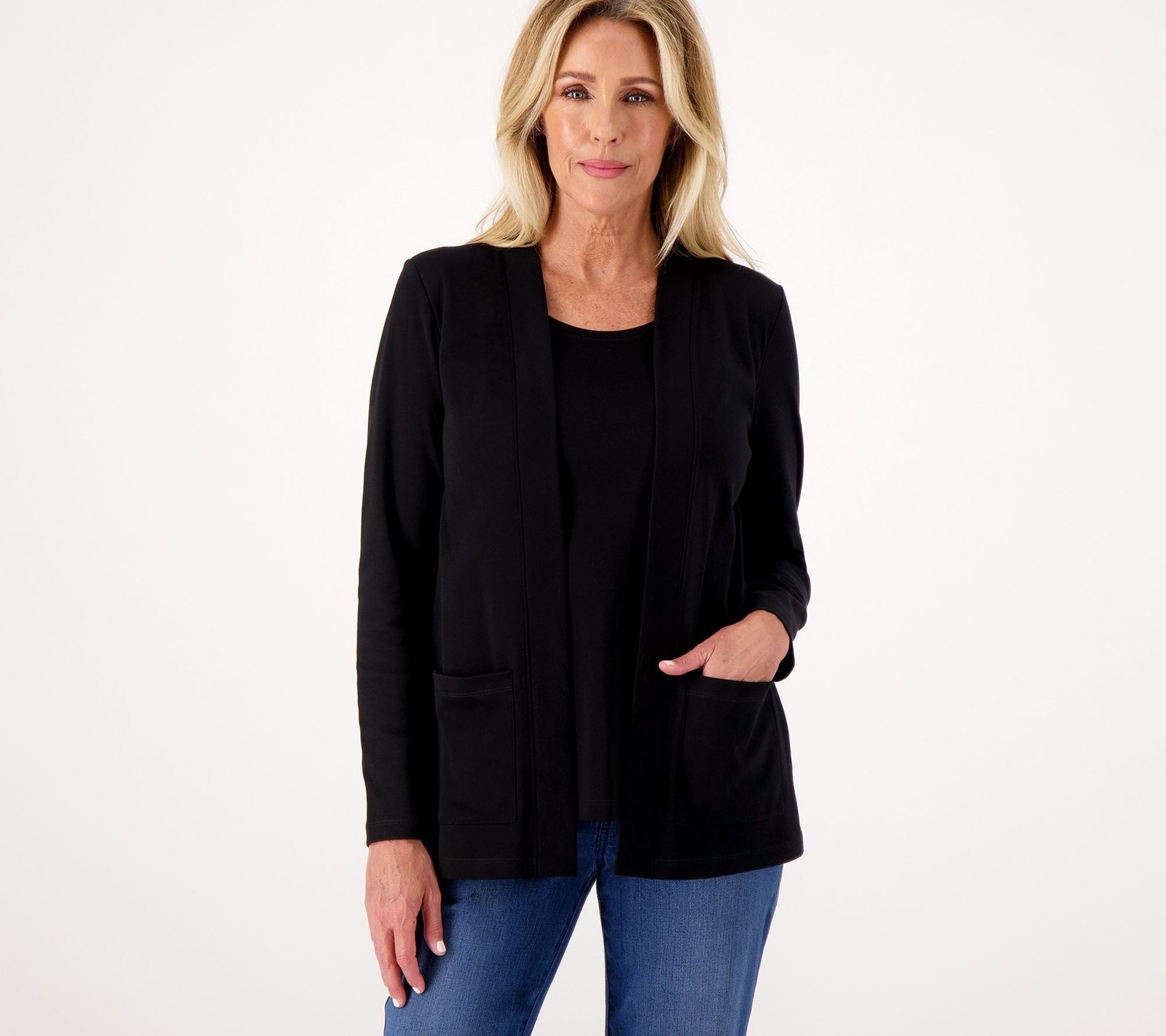 Isaac Mizrahi Live! Women's Top Sweater Sz S Essentials Pima Black A470118