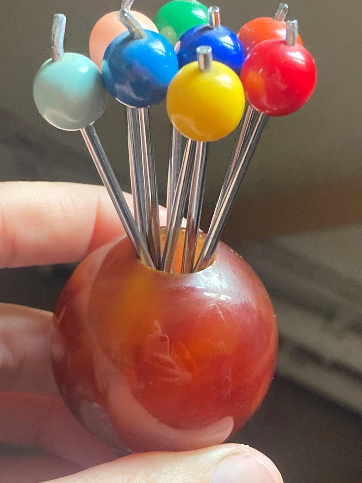 Superbe porte pique ancien en bakélite Catalin ? Art déco, rare ! 20/30's - Photo 2/4