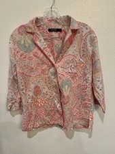 Lauren Ralph Lauren Size Small Paisley Pajama Set 3/4 Sleeve Top Capri Pants